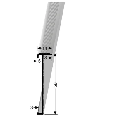 Universeel Trapneusprofiel 56mm schroef Zilver tbv PVC 2-3mm - 65441