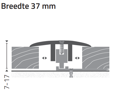 Dilatatieprofiel Kuberit schroef 7-17mm Zilver 300cm - 41515 - Afbeelding 2