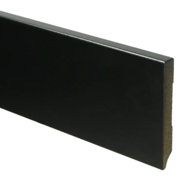 Vochtwerende MDF plint Modern 12x90mm Gelakt Zwart RAL9005 - 15937