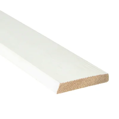Meranti Hardhout deurlijst koplat Schuin 10x68mm Wit gegrond - 16443